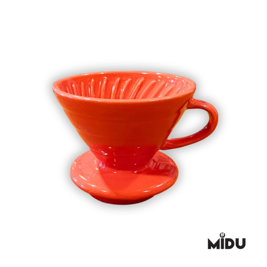 V60 DRİPPER SERAMİK KUPLU (KIRMIZI)